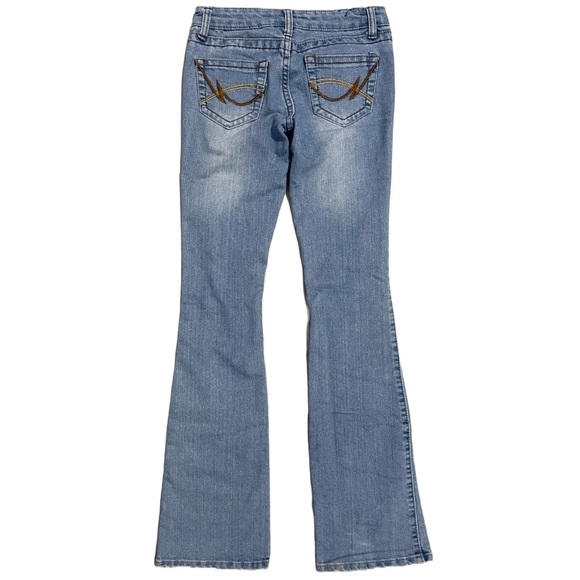Low Rise Boot Cut Distressed Jeans - Picture 2 of 5